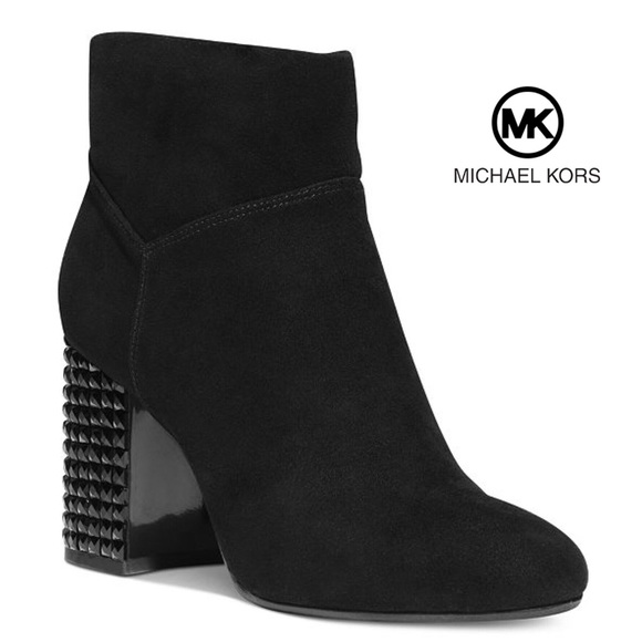 MICHAEL Michael Kors Shoes - MK Arabelle Black Suede Pyramid Heel Stud Bootie 9